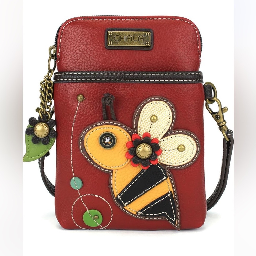 NWT.  Chala Red Crossbody Bag with Bee Accent